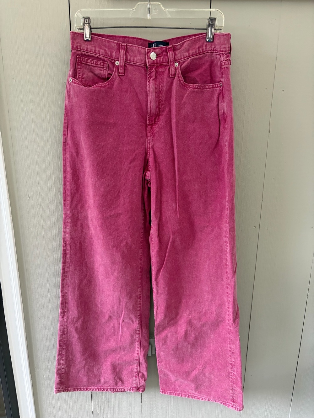 GAP Wide-Leg High-Rise Jeans in Muted Pink